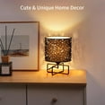 thumbnail image 5 of Small Table Lamp for Bedroom, Bedside lamp with Hollowed Fabric Shade and Metal Base for Living Room, Home Office, Black, 5 of 7