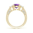 thumbnail image 2 of ANGARA Natural Three Stone Round 1.7 ct Amethyst and Diamond Ring in 14K Yellow Gold for Women (Size-8mm) | February Birthstone, Birthday, Anniversary, Jewelry Gift for Women | Natural Amethyst Ring, 2 of 8