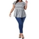 thumbnail image 2 of Blusa de talla grande para mujeres Agnes Orinda, con estampado floral bohemio, cuello redondo y mangas con volantes, 3X blanca, 2 of 6