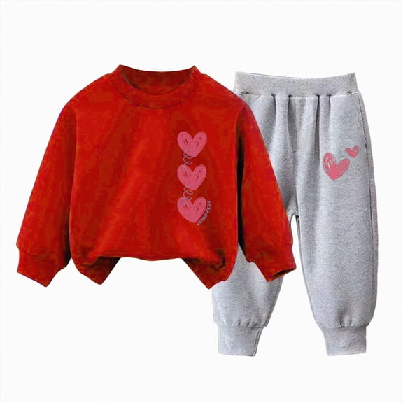 Toddler Girls 2 Piece Outfits Raglan Sleeve Sweatshirt and Sweatpants Tracksuits Sets 0-13Y,4-5 Years,S