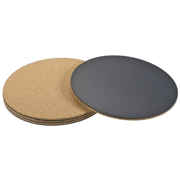 Uxcell Round Plastic Cork Plant Mat Yellow 4pcs 8"