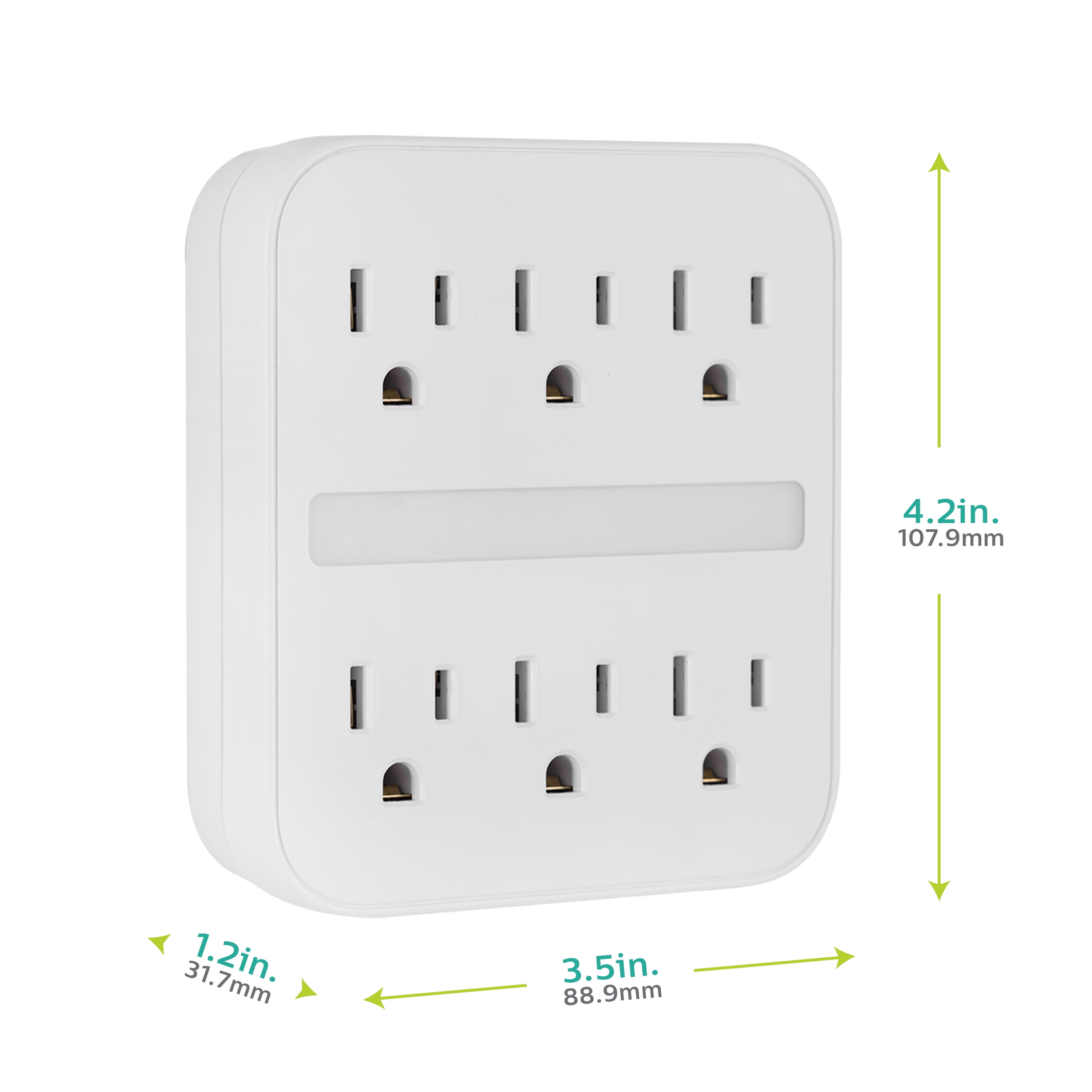 Philips 6-Outlet Grounded Wall Tap with Night Light, 440J, 15A, White, SPP1060WA/37