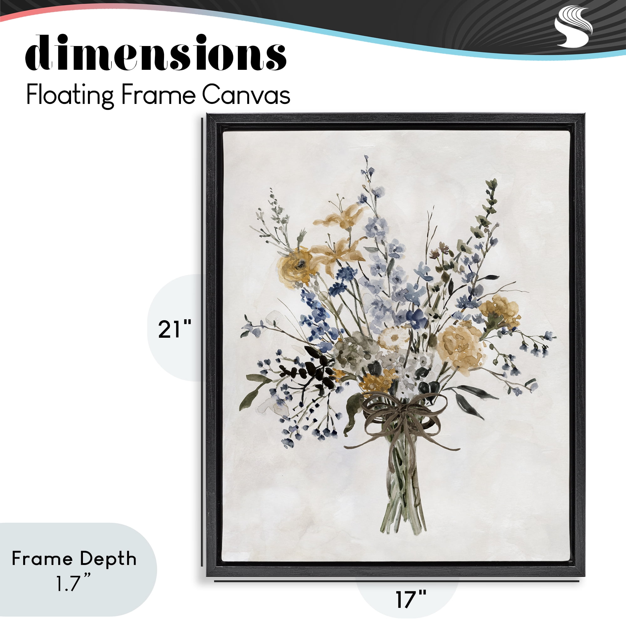 Stupell Industries Delicate Botanicals Bushel Black Framed Floater Canvas Wall Art, design by Carol Robinson