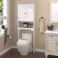 thumbnail image 2 of 65" over The Toilet Storage Cabinet, Freestanding Wood Toilet Cabinet with Adjustable Shelf and and Open Shelf, Space Saving Bathroom Shelf Organizer, 2 of 9