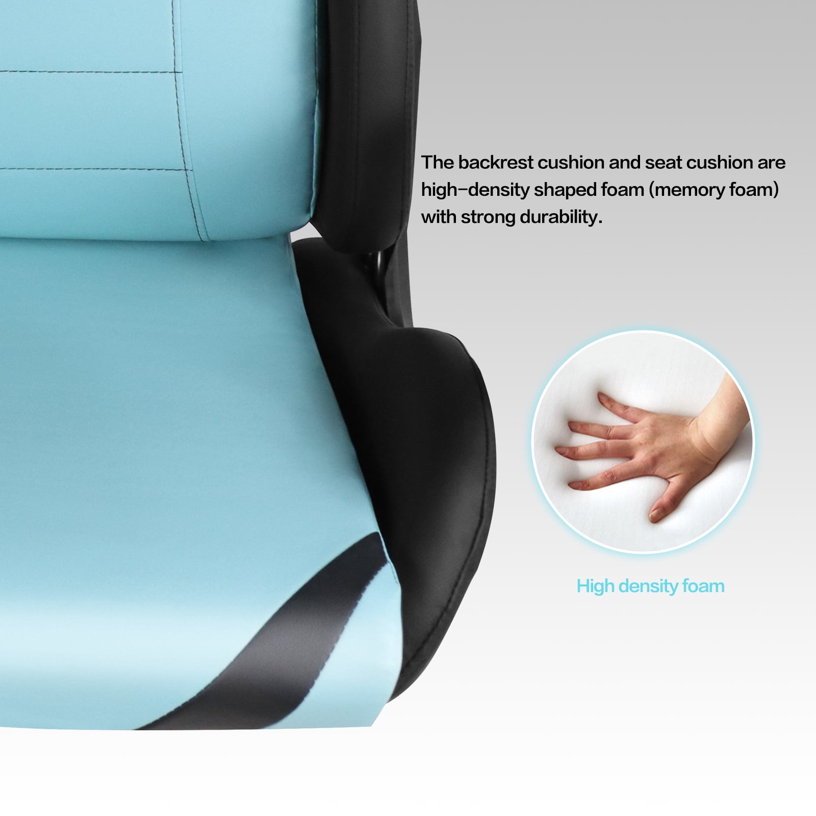 Ergonomic Gaming Chairs for Adults with High-Density Memory Foam | Swivel Comfortable Office Chair, Big and Tall Video Game Chair, High Back Computer Chair for Home, Office, Cyan Black
