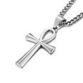 thumbnail image 4 of HZMAN Men's Stainless Steel Coptic Ankh Cross Religious Pendant Necklace, 22+2" Rope Chain, 4 of 7