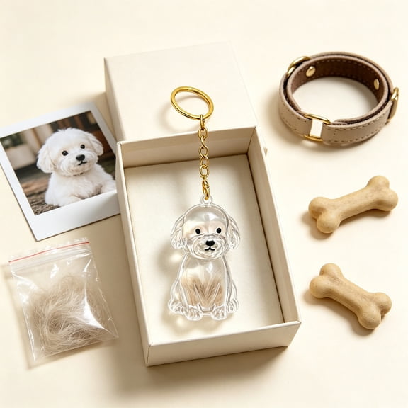 Pet Memorial Keychain with Transparent Fur Window, Acrylic Hair Keepsake Locket for Dogs & Cats, Portable Remembrance Pendant, Sympathy Gift for Pet Lovers