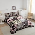 thumbnail image 2 of YST Kids Happy Camping Comforter Set Queen,Rustic Rv Camper Bedding Set for Bunk Travel Trailer,Girls Pink Buffalo Plaid Patchwork Quilt Bed Set Pine Tree Deer Christmas Comforter Set 3Pcs, 2 of 5