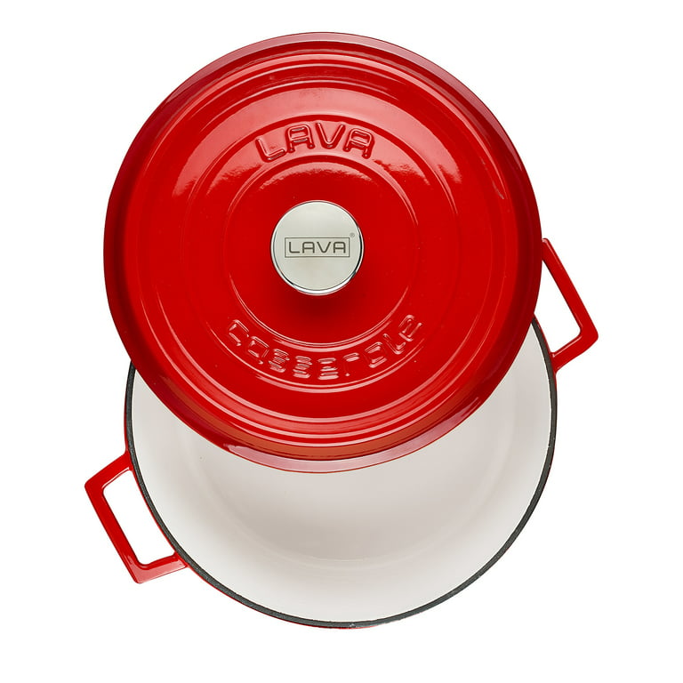 LAVA 10 Quarts Cast Iron Dutch Oven: Multipurpose Stylish Round Shape Dutch  Oven Pot with Three Layers of Enamel Coated with Trendy Lid (Red) 