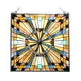 thumbnail image 3 of CHLOE Lighting FLARE Tiffany-glass Mission Square Window Panel 24", 3 of 3