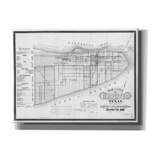 Epic Graffiti 'Map of Galveston, TX 1890' by Epic Graffiti Portfolio, Acrylic Glass Wall Art, 54 ...