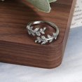 thumbnail image 4 of Anillo ajustable de hoja de plata TANGJMXG para mujer, 4 of 4