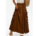 thumbnail image 2 of Jsaierl Women's Casual Cargo Maxi Skirt, Elastic Waist Ruched Long Skirt with Side Pockets, Breathable A-Line Skirt for Streetwear Outdoor Daily Wear, 2 of 6