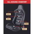 thumbnail image 3 of PUDO Automotive Racing Seats All Black Race Seat Simulator Leather Bucket Seats for Cars with Double Slider 2 Pcs Racing Cockpit Front-Back Adjustable, 3 of 7