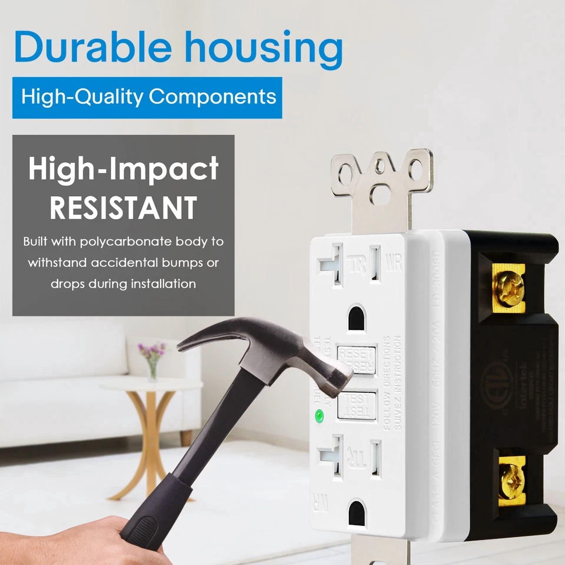 CIRCLE- 20A/125V Tamper Resistant Gfci Outlet Receptacles Led Indicator Etl Certified Us