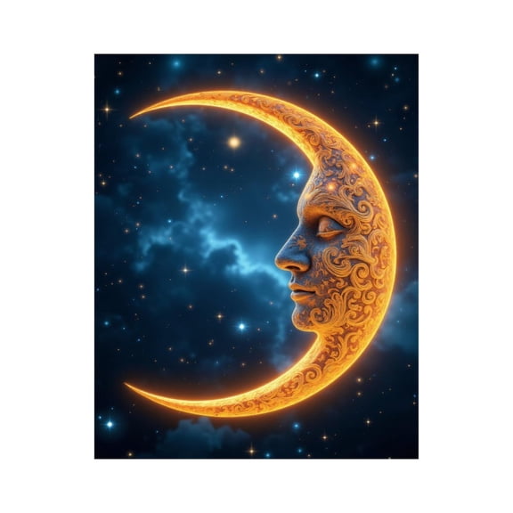 Paint by Numbers Kit for Adults, Crescent Moon Face Night Sky Paint by Numbers, Easy Paint by Numbers Kit for Adults Beginner, DIY Adult Paint by Number Kits on Canvas, Home Decor