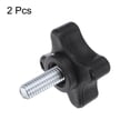 thumbnail image 3 of 2 Pieces Star Knobs M6 x 16mm Plastic 4-Star Stud Knob Hand Tightening Clamping Screw Handle Black, 3 of 6