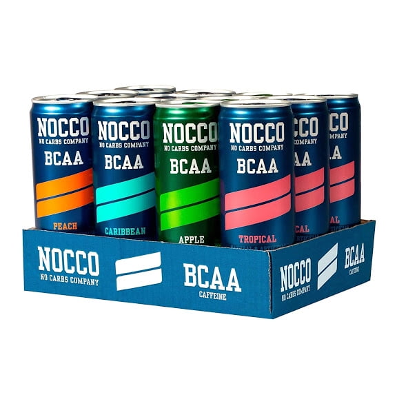 NOCCO BCAA Variety Pack 12 x 12 Fl Oz Carbonated, ZERO Sugar, Low