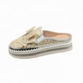 thumbnail image 1 of Chaussures Beiges Confortables à Bout Rond à Enfiler pour Femmes, Demi-Slip, Nœud en Strass, Semelle Épaisse, Décontractées, 1 of 9