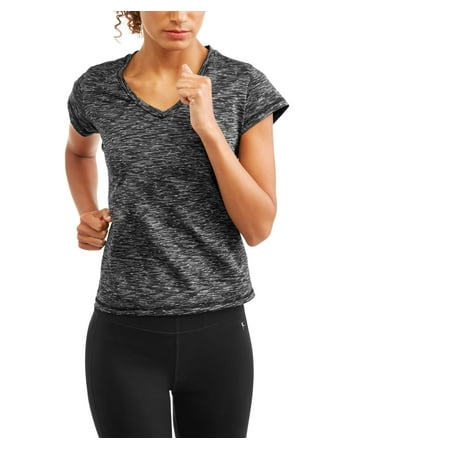 Daisy Fuentes Women's Core Active Short Sleeve Spacedye Performance T-Shirt