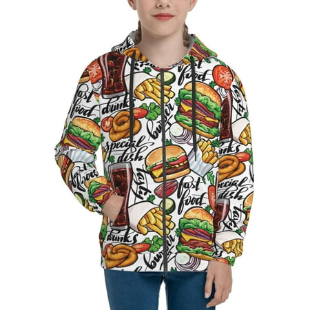

Hoodies for Teen Girls Boys Cute Food Tomato Cucumber Burger Long Sleeve Youth Kids Essentials Zip Up Hoodie Lghtweight Fashion Hoodies & Sweatshirts Jacket Fall Winter Outfits Tops