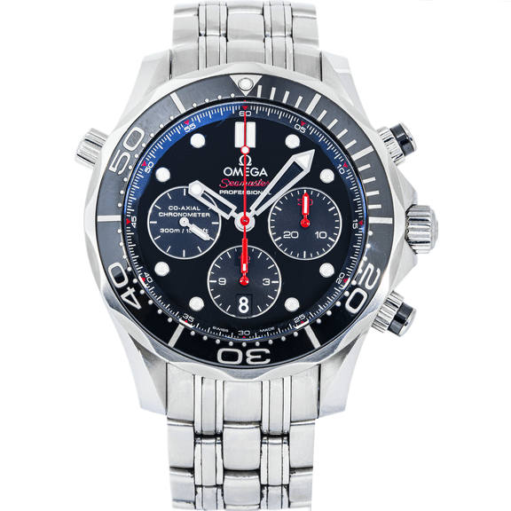 Pre-Owned Omega Seamaster Diver 300M Chronograph 42mm Black Dial Stainless Steel Bracelet Watch