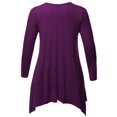 thumbnail image 2 of Women's Casual Asymmetric Hem Long Sleeves Tunic Top - MADE in USA, 2 of 4