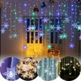 thumbnail image 2 of Outdoor Christmas Snowflake LED Curtain String lights Memory 8 Modes Flashing Lights Waterproof Holiday Party Connectable Wave Fai, 2 of 10