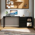 thumbnail image 6 of Tribesigns L-Shaped Computer Desk with Drawers and Shelves, Reversible Corner Office Desk with Storage Cabinet, Modern Study Writing Table for Home Office, Bedroom (Black), 6 of 9