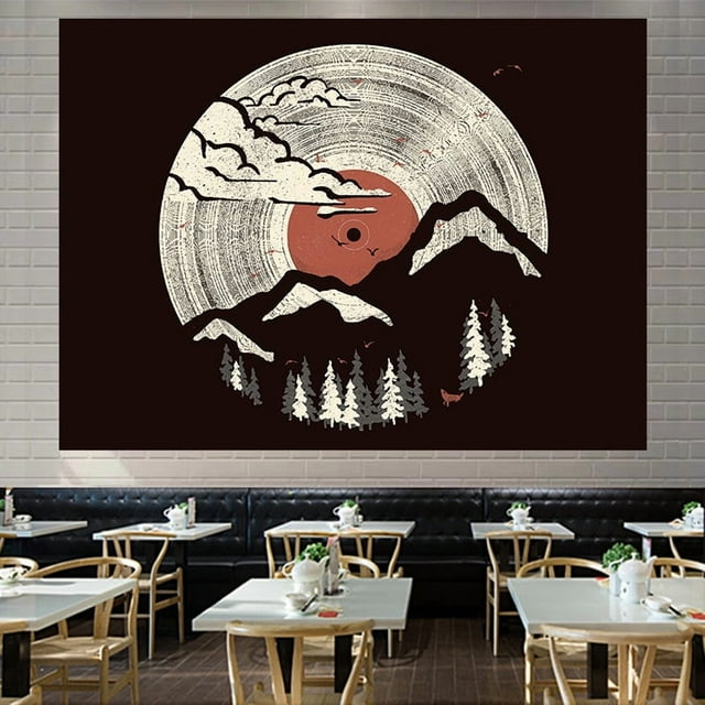 Tapiz de pared de microtela con forma de bosque nuboso, 150 x 130 cm