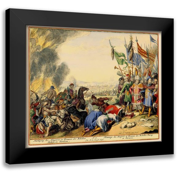 De Hooghe 14x12 Black Modern Framed Museum Art Print Titled - Vienna Austria Siege 2 - DeHooghe 1683