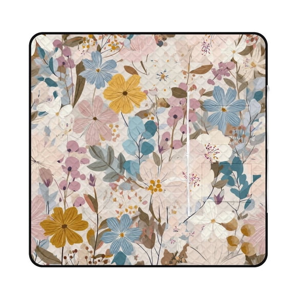 Pastel Floral Seamless Pattern Design Picnic Blanket Waterproof Outdoor Beach Blanket Hand-held Pad Suitable for Travel, Camping, Beach, Family Gatherings