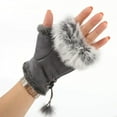 thumbnail image 3 of Women Winter Glove Faux Hand Wrist Warmer Fingerless Gloves Female Hand Warm Fingerless Mitten USA Stock, 3 of 6