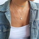 thumbnail image 5 of Collar de plata de ley, collar de plata de cadena larga para mujer, collar de plata delicado minimalista, joyería simple hecha a mano de plata de ley, 5 of 7