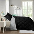 thumbnail image 3 of 3pc Black Queen Size Comforter Set-All Season Reversible Down Alternative Comforter with Two Shams -Quilted Duvet Insert with Corner Tabs - Diamond Stitched Blanket - Breathable, Soft, Fluffy, 3 of 8