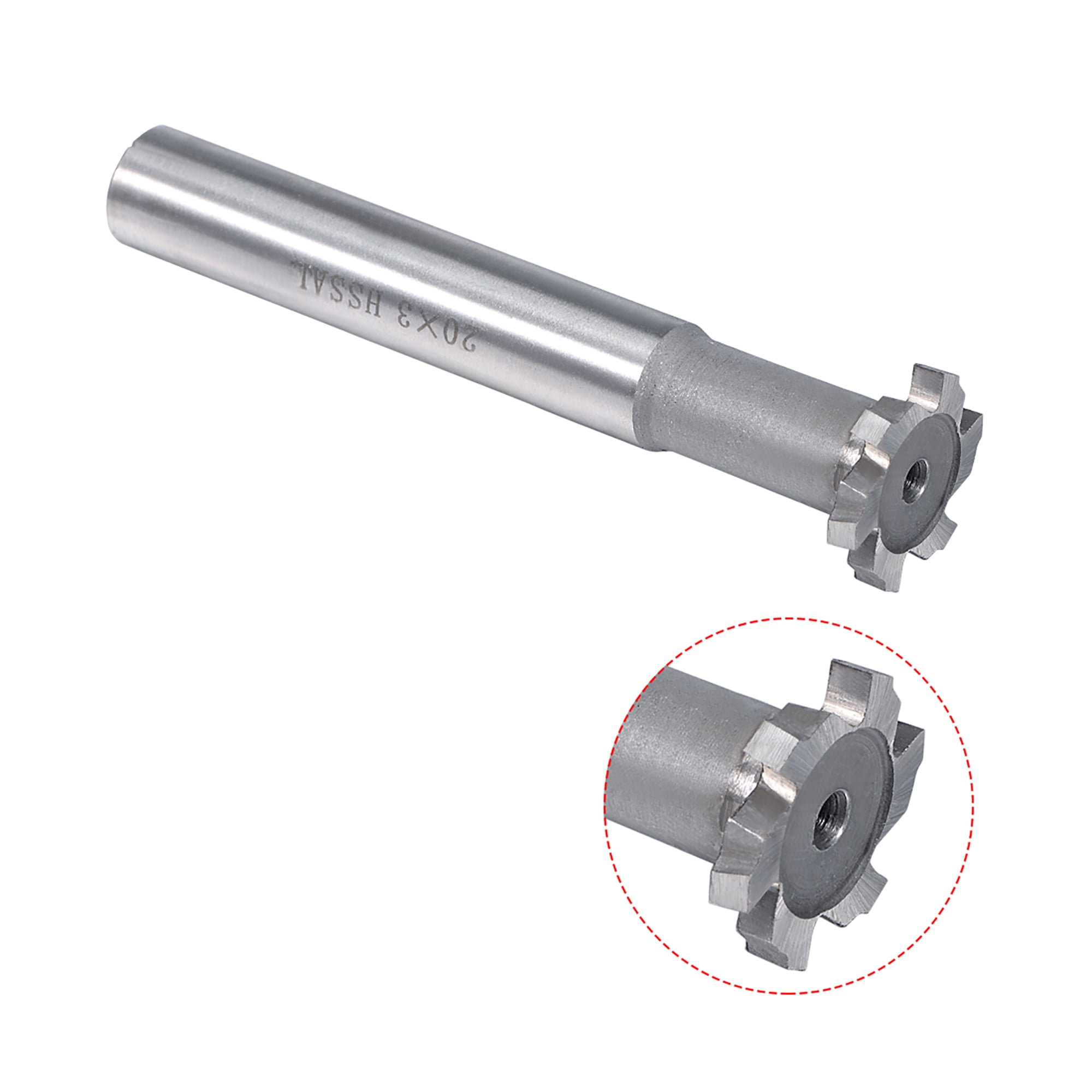 90mm Long Milling Cutter 6mm Depth 20mm Cutting Dia 6 Flutes HSS T Slot End Mill