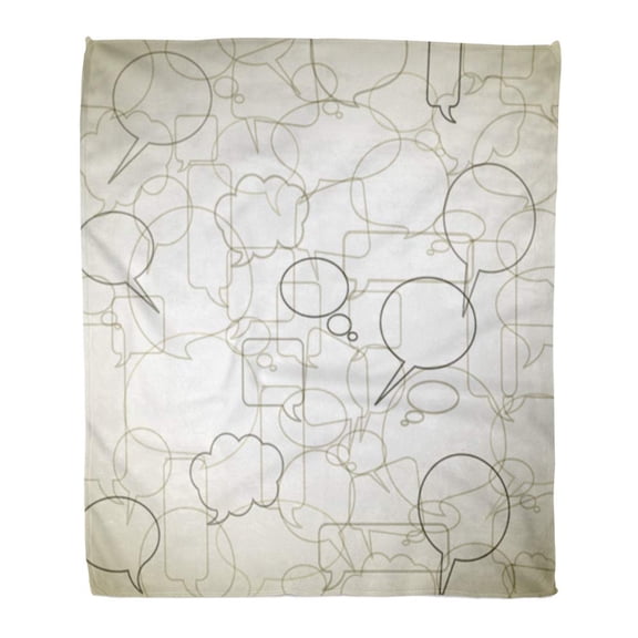 SIDONKU Throw Blanket Warm Cozy Print Flannel Word Vintage Made from Speech Bubbles Outlines and Borders Chat Think Talk Text Comfortable Soft for Bed Sofa and Couch 58x80 Inches