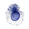 thumbnail image 2 of Diadema de bolas vintage de los años 20 para bodas, fiestas navideñas y sombrero lateral para mujer Azul real, 2 of 9
