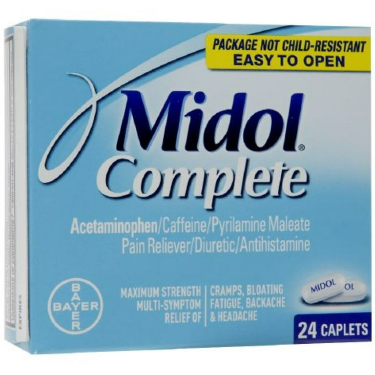 Midol Complete Menstrual Pain Relief Acetaminophen Caplets, 24 CT