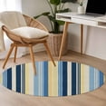 thumbnail image 5 of Round Rugs 4 Ft, Blue Yellow Striped Non Slip Area Rugs for Kitchen Bedroom Entryway, Farmhouse Stripes Vintage Washable Carpet Runner Rug Floor Mats for Bedroom Home Decor, 5 of 9