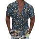 thumbnail image 1 of Camisas Hombre Hombres Casual Manga corta Primavera Verano Turndown Neck 3D Impreso Camisas Moda Top Blusa Camisas (Blue, XXL), 1 of 4