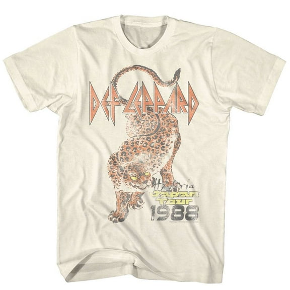 Def Leppard Japan Tour 1988 Faded Men's T Shirt (Ivory, AdultS)