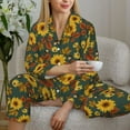thumbnail image 6 of Picia Fall Daisy Leaf Nuts Pattern Women’s Long-Sleeve Sleepwear Set - Soft 2-Piece Loungewear with Pockets, Comfy PJs for Relaxing Nights-Large, 6 of 7