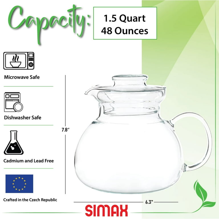 Simax Glass Cookware, 64 Oz (2 Quart) Clear Glass Pot, Glass