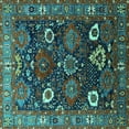 thumbnail image 1 of Ahgly Company Indoor Square Oriental Turquoise Blue Industrial Area Rugs, 6' Square, 1 of 4