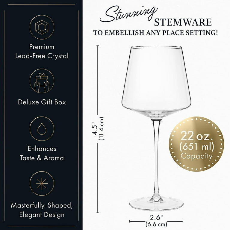 Elixir Glassware Wine Glasses 4 Set of Elliptic Wine Glasses
