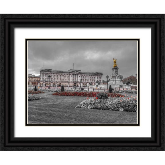 Frank, Assaf 18x15 Black Ornate Wood Framed with Double Matting Museum Art Print Titled - Buckingham Palace and St James Park, London
