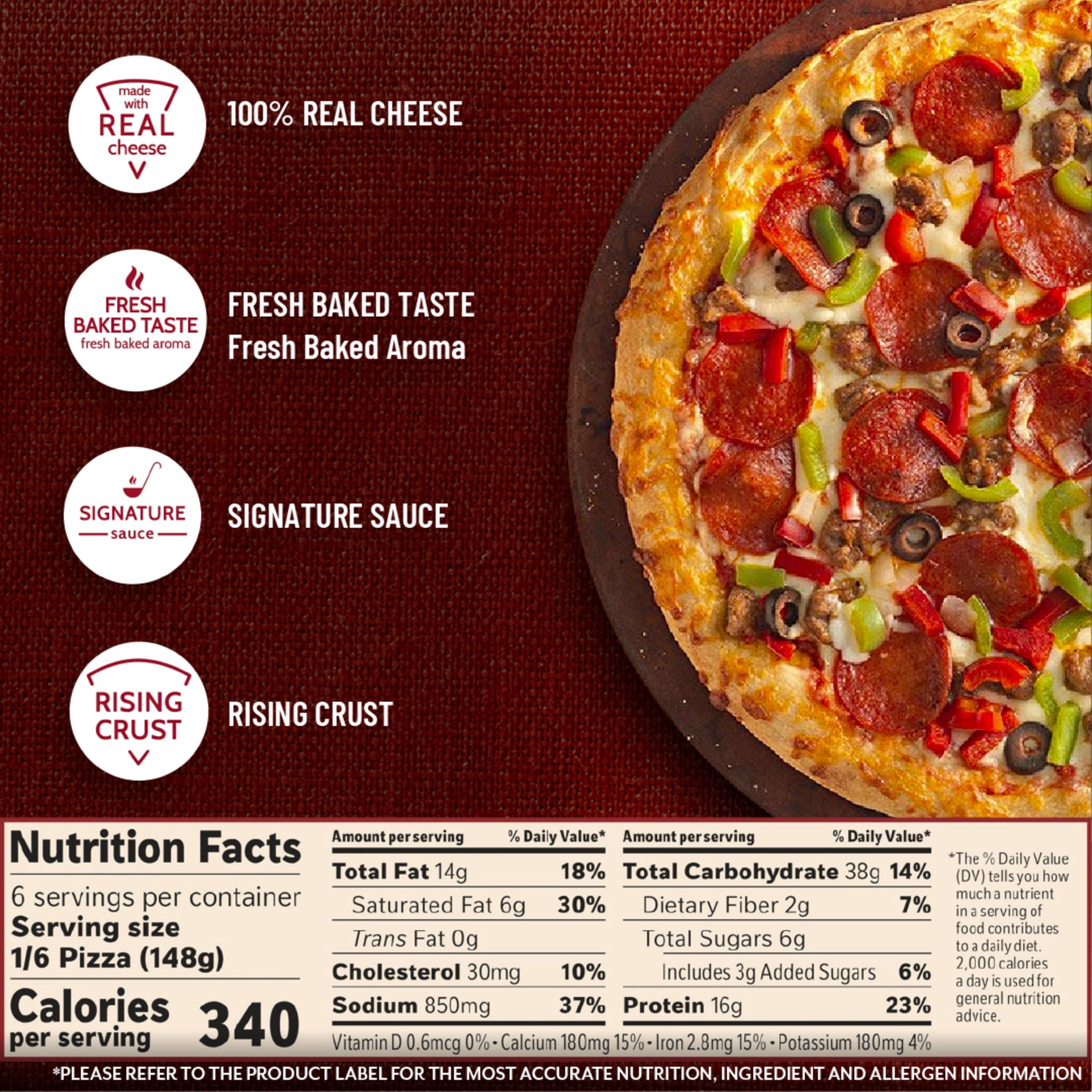 DiGiorno Frozen Pizza, Supreme Original Rising Crust with Marinara Sauce, 31.4 oz (Frozen)