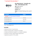 thumbnail image 2 of Rear Wheel Bearing - Compatible with 1980 - 1999 Volkswagen Jetta 1981 1982 1983 1984 1985 1986 1987 1988 1989 1990 1991 1992 1993 1994 1995 1996 1997 1998, 2 of 2