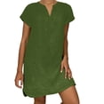 thumbnail image 1 of B91xZ Robe Grande Taille Manches Courtes Col en V Robe Chandail Décontractée Robe Midi Moulante, Vert TG, 1 of 5